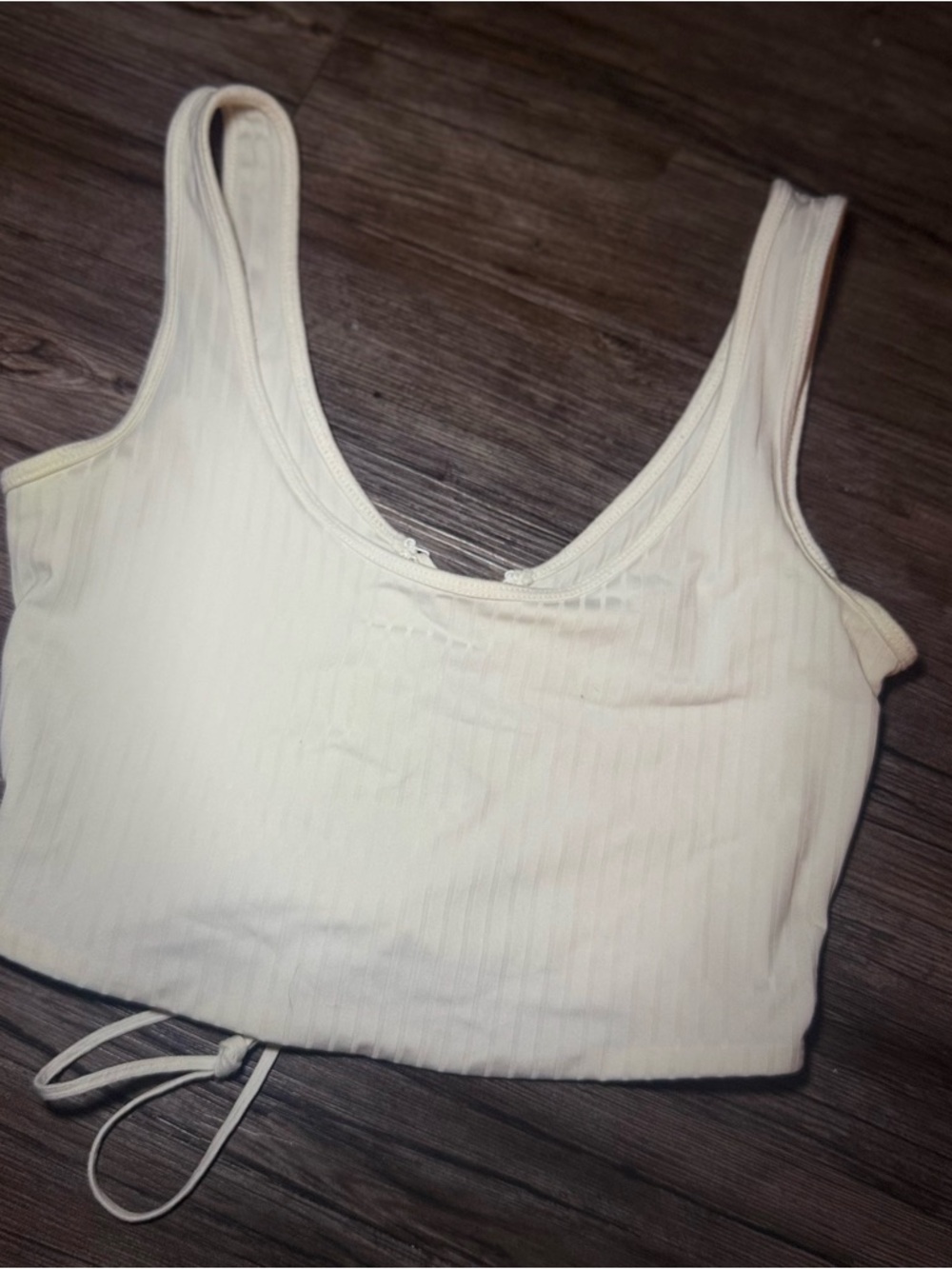 Oh Polly Cream Ribbed Crop Tank Top